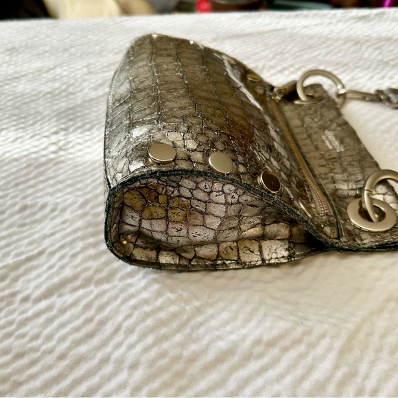 Hammitt leather silver metallic reptile crossbody bag zip closure - Picture 12 of 13